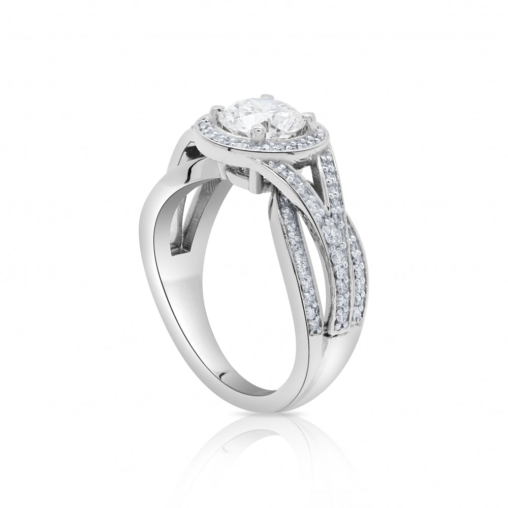 Brilliant Cut Diamond Engagement Ring With Layered Band Devam