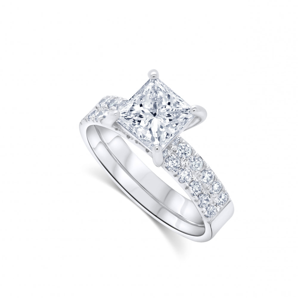 Princess Cut Diamond Engagement Ring 18k White Gold Devam