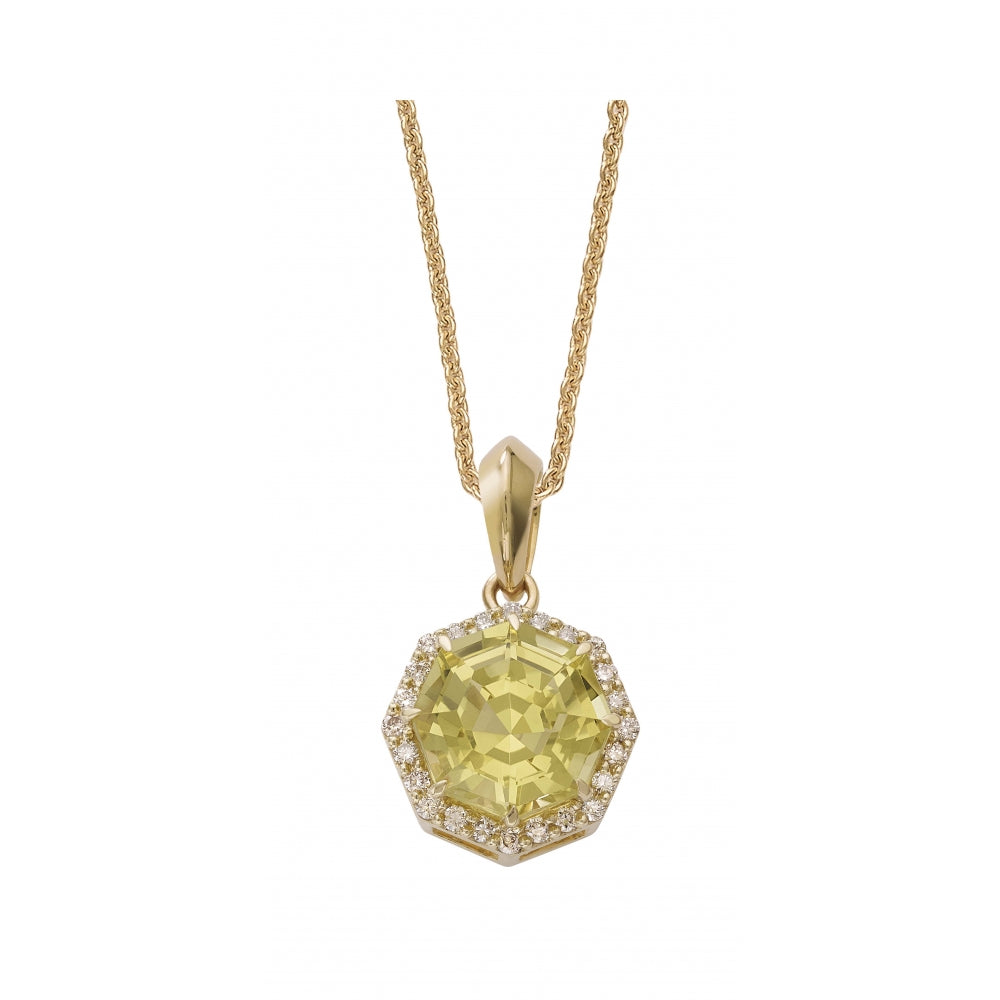 Octagon Cut Lemon Quartz Pendant Devam