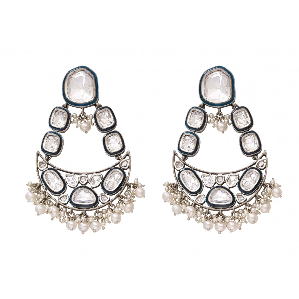Sterling Silver Earrings with White Stones Devam